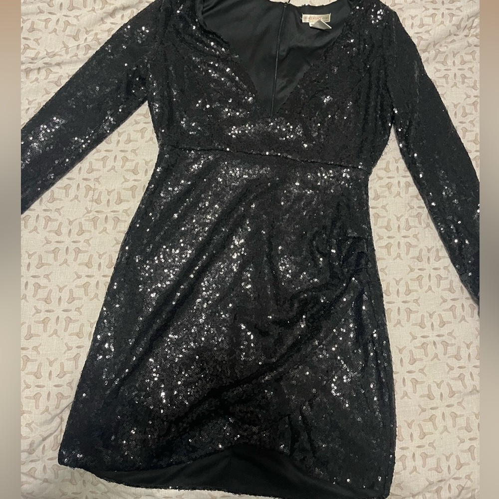 Size large black sequin dress worn once